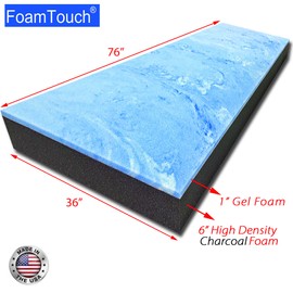 FoamTouch 7" Height x 36" Width x 76" Length Camper/RV bunk Mattress with Charcoal Gel Memory Foam -No Cover