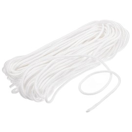 MECCANIXITY Nylon Rope Solid Braided 1 Roll of 0.15 Inch x 98.4 Foot Rope for Bundling, Clothes Rope, Flagpole Rope, Packaging Rope, White 4mm x 30m(D x L)