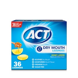 ACT Dry Mouth Lozenges Sugar Free Honey Lemon Flavor 36 Count Pack
