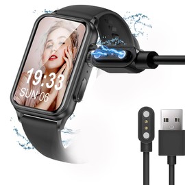 Lamshaw Compatible for XSUTIC H23 Smart Watch Charger, Magnetic USB Replacement Charging Cable Compatible with XSUTIC H23 1.57 Inches Smart Watch/SYEEKOM 1.57 Smart Watch (2 PACK-White+Black)