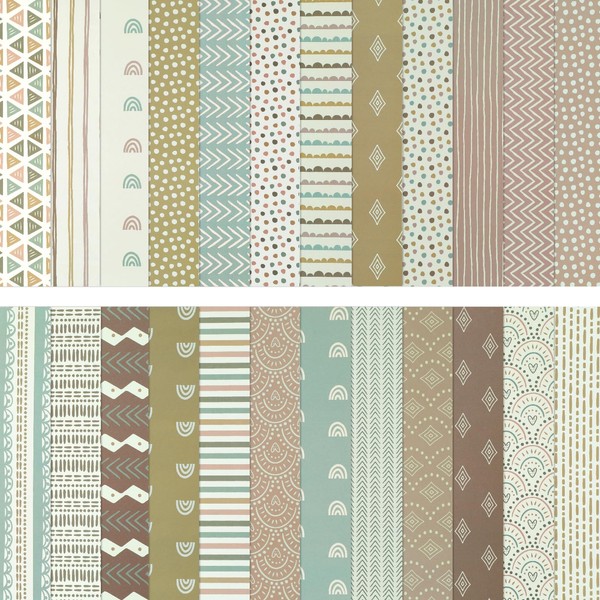 Boho Scrapbook Paper 12x12 Inch, 24 Sheets/24 Designs Double-Sided Print