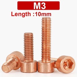 10pcs M3 Pure Copper Hex Hexagon Socket Allen Cap Head Machine Screws DIN912 Length 10mm