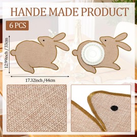 RattanView Easter Placemats Set of 6 Bunny Place Mats 12 x 18 Inch Spring Table Mats Decorations for Easter Party Dining Home Farmhouse Kitchen