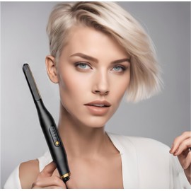 LEMATEEK Mini Flat Iron for Short Hair, 1/2 inch Ceramic Plates, Fast Heating Anti-Frizz, Temperature Adjustable Auto-Off, Travel Size Dual Voltage Mini Hair Straightener, White