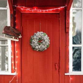 COM-FOUR® door wreath for Christmas - white advent wreath with glitter - decorative wreath - Christmas decoration - table wreath - Christmas wreath (Advent wreath L)