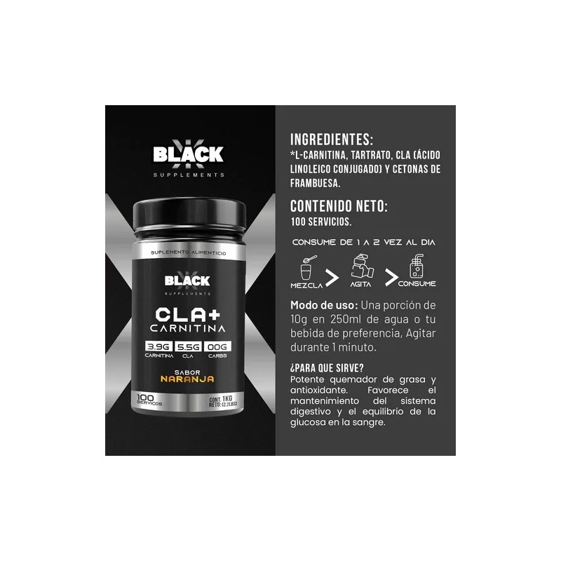 Black Supplements Cla Carnitina 1kg 100servs