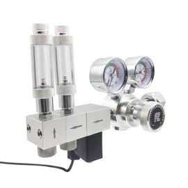 FZONE Pro Series Aquarium Dual Stage CO2 Regulator Adjustable Output Pressure with DC Solenoid and Integrated High Precision Needle Valve and Bubble Counter
