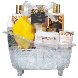 Mother's Day Gift Bath and Body Almond Milk Vanilla Spa Gifts for Women, Bath Gift Set with Shower Gel, Scent Lotion, Bath Bomb Spa Gift Basket, Bath and Body Care Set Birthday Holiday Home Spa Gifts