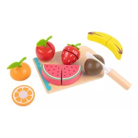 Tooky Tooy Juego De Comida Corta Frutas Hecho De Madera De Enebro Real