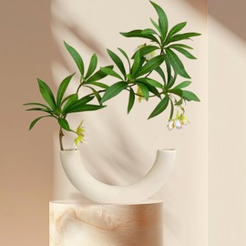 AzulHome White Ceramic Vase in Nordic Style, Deco Vase for Pampas Grass as Boho Deco, Contemporary Flower Vase with Minimalistic Design for Fresh Flowers, Dried Flowers