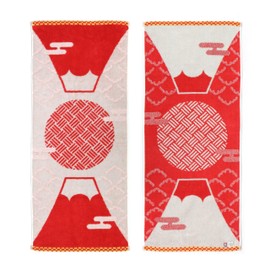Imabari Towel, Iori "fujisan" Face Towel, Made in Japan, Highly Absorbent, Mt. Fuji (Red)