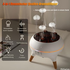 Holwim Essential Oil Jellyfish Diffuser, Aromatherapy Diffuser, 250ml Ultrasonic Cool Mist Humidifier, Music Sync Jelly Fish Diffuser with 7 Colors Light, Remote, Timer for Home Office (White)