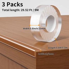 Edge Protector Strip for Furniture,Table Corner Protectors,0.8in x 9.84Ft,3 Rolls,Cabinet Bumpers,Clear Soft Corner Guards,Wall Corner Protector,Safe for Proof