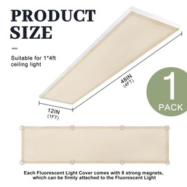 Wowangce 1 x 4 Feet Fluorescent Light Covers for Ceiling Lights Magnetic Ceiling Light Cover with 8 Magnets Fluorescent Light Filters for School Classroom Home Office (Classic Style, Warm Yellow)