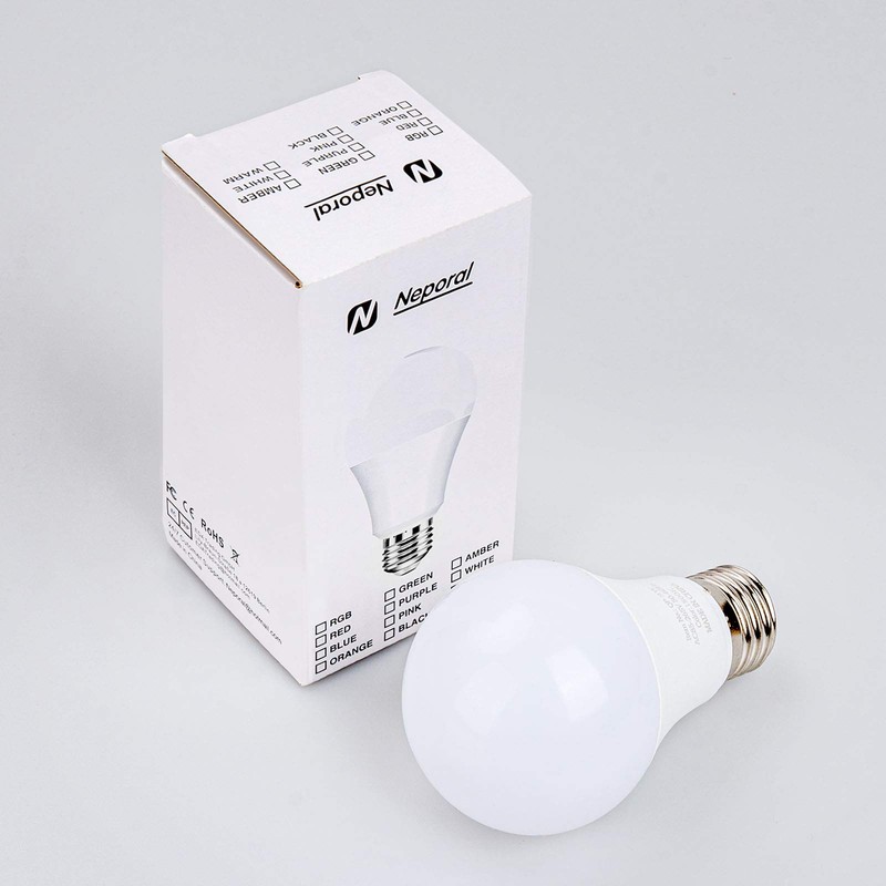 Neporal Amber Light Bulbs, 9W 60W Equivalent A19, Blue Light