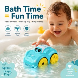 Wind-Up Amphibious Bath Toy Cars for Babies – Floating Clockwork Water & Floor Play for Toddlers