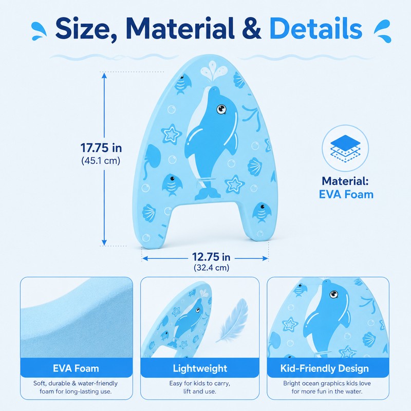 EVA Swim Kickboard for Beginner Pool Practice – 2-in-1 Foam