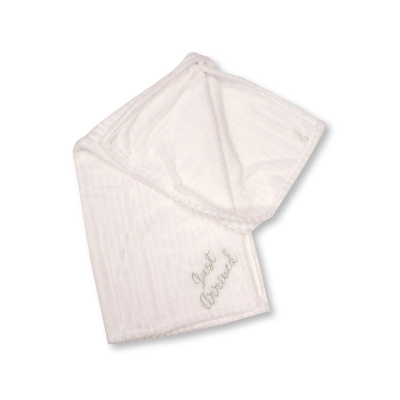Baby Coral Fleece Stripe Wrap Blanket Embroidery