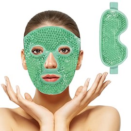 2PCS Máscaras de Hielo para Ojos y Cara, Mascarilla de Gel Facial Reutilizable, para Reducir Bolsas Bajo los Ojos, Ojeras, Cuidado de la Piel, Compres