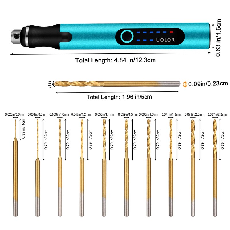 Uolor 3-Speed Cordless Mini Drill Pen, Rechargeable DIY Electric Hand