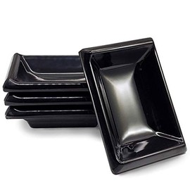 Happy Sales, Melamine Sauce Dipping Bowls, Sauce Dishes, Set of 4 pc Tetragon (Black)