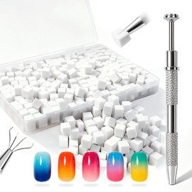 200PCS Soft Nail Sponges with 1PCS Grabbing Pen for Ombre and Aura, Reusable Soft Nail Sponge,Professional Nail Art Tools Accessories Supplies for Home Use and Salons,Manicure DIY Tools