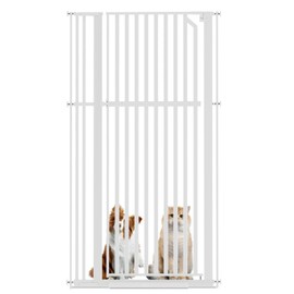 Glaf 63" Extra Tall Pet Gate Safety Metal Cat Gate Adjustable Width Dog Gate Auto Close Cat Door Indoor for Doorway, Stairs, Kitchen, Hallway (White, 33.86-37.4"/86-95cm)