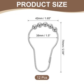 sourcing map 12Pcs Shower Curtain Hooks, Metal Roller Balls Glide Shower Rings, Curtain Rolling Shower Lock Hooks for Rust Proof Smooth Gliding, Matte Nickel