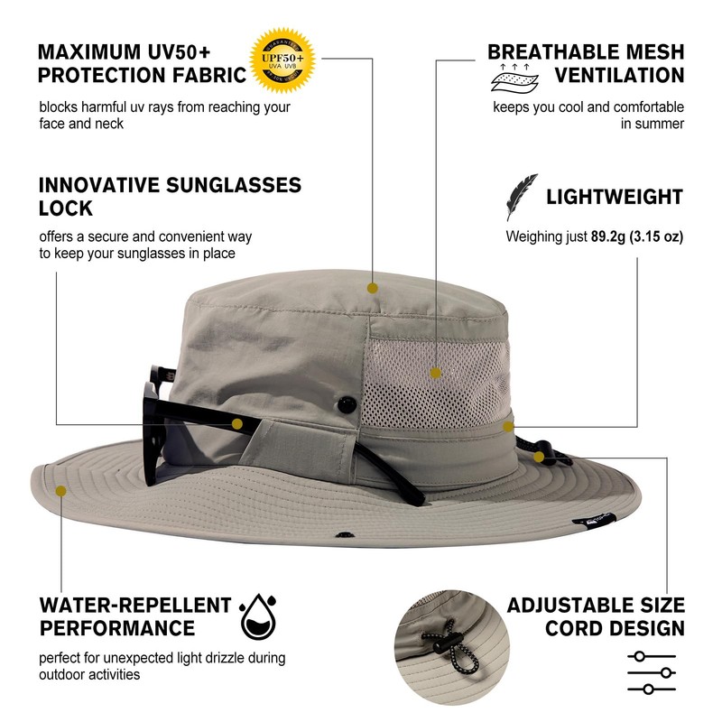 TOP-EX Men's Waterproof Bucket Sun Hat with Wide Brim, Summer