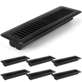 Tandefio 6 Pcs 2" x 12" Floor Register Vent Covers Metal Heavy Duty Walkable Floor Air Vent Covers with Rust Proof Finish Grille Easy Adjust Air Supply Lever for Home Floor Wall Ceiling (Black)