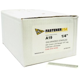 Jev Cap 1/4" LEG x 3/8" CROWN 23GA GALV A19 TACKER STAPLES 200,000ct | A19-14C40