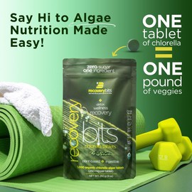 RECOVERYbits - Organic Chlorella Tablets - Plant-Based Algae Superfood - Chlorophyll - Cracked Cell Wall - Energy - Immune System - Detox - Keto - Vegan - Non-GMO - Large Bag - 1000 Tablets