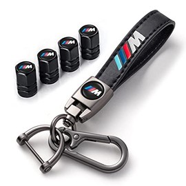 GshionLyfe Tire Valve Caps Set with Metal Keychain