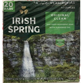 Irish Spring Large 20 Bar Irish Spring 12hr Fresh Deodorant Body Soap 4.5oz Original Clean