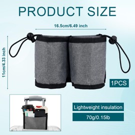 Luggage Cup Holder for Suitcases, Gray Free Hands Luggage Cup Holder Oxford Cloth Drink Caddy Cup Holder Travel Cup Holder for Flight Attendants Creative Travel Accessories