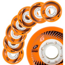 Inline Skate Wheels Hyper Concrete +G - 8 Wheels - 84A - Sizes: 72MM, 76MM, 80MM - Freeride, Slalom, Fitness, Urban - Colors: White, Black, Orange, Green, Cyan, Red (Orange, 76MM)