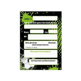 Minkocards 12 Invitation Cards for Children's Birthday Boys Football Invitations for Birthday Children Colourful Birthday Invitations