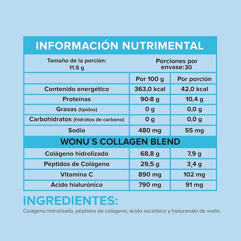 WONU I Colágeno Hidrolizado I 345g I 30 Servicios I