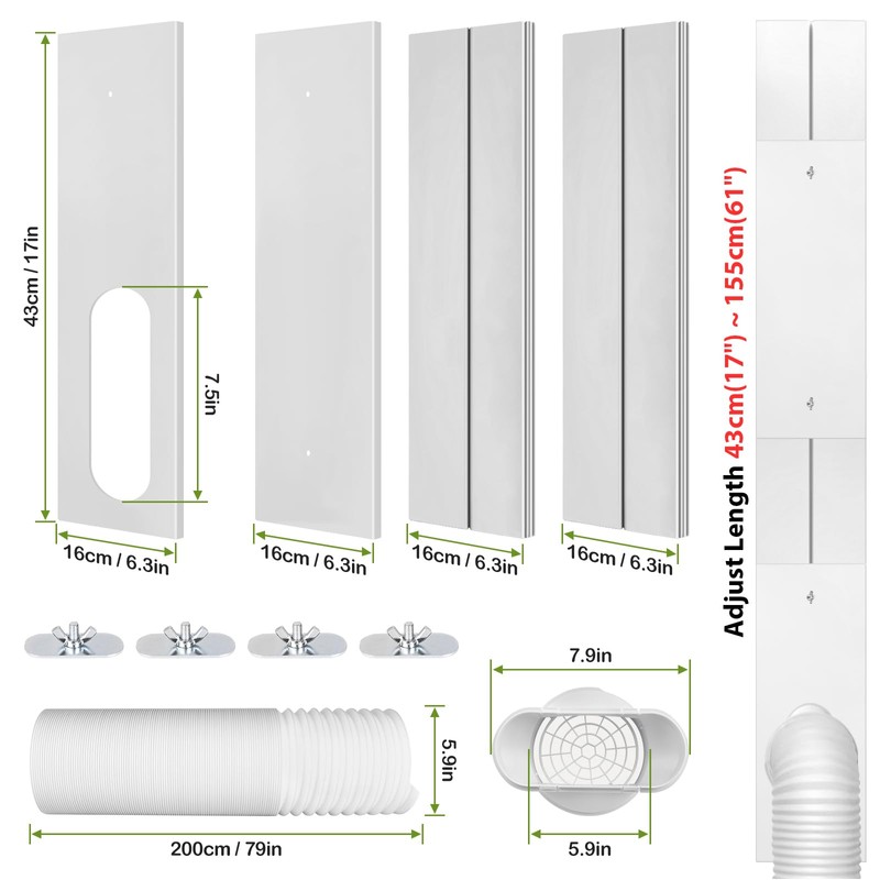 Upgrade Portable Air Conditioner Window Kit with 5.9Inch Exhaust Hose,Portable
