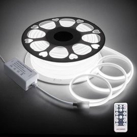 Aclorol COB LED Strip Lights Outdoor Waterproof 100FT 1 Roll AC 120V LED Rope Light Dimmable COB Flexible Light High Density Uniform Light LED Strip Super White 6000K for Commercial Grade Building