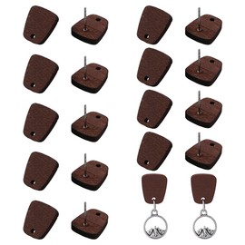 Hobbspring 60Pcs Wooden Stud Earrings Posts Trapezoidal Wooden Earring Stud with 316 Stainless Steel Pin Coconut Brown Earring Findings for DIY Earrings Making, Hole: 1.6mm