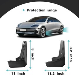BestEvMod for Ioniq6 Mud Flaps Splash Guards Set of 4 Mudfalps All-Weather Dirt Protection No Need to Drill Holes Compatible with Hyundai Ioniq 6 SE SEL Limited 2023 2024 Exterior Accessories