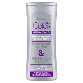 JOANNA Ultra Color Silber Shampoo - Shampoo für Frauen - Farbverstärkendes Shampoo - Neutralisierung von Unerwünschten Gelbtönen - Erleichtert das Kämmen der Haare - Silberblondtöne 400 ml