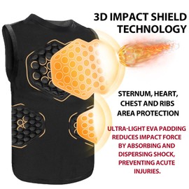 HolyElks Baseball Chest Protector Youth, Padded Compression Shirt for Baseball Football Softball, Lacrosse Rib Heart Sternum Guard (Black, Y-S)