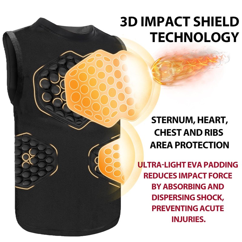 HolyElks Baseball Chest Protector Youth, Padded Compression Shirt for Baseball