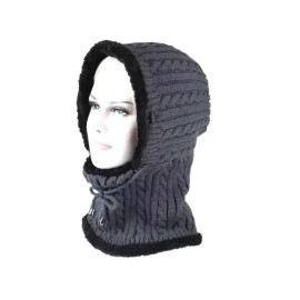 Wildebeest Winter Unisex Knitted Hoodies Scarf With Fur Hats