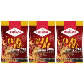 Louisiana Fish Fry Cajun Drip Twisted Citrus Butter Seasoning Mix - Seasoned Butter Sauce for Seafood - 2 oz. Bag (Pack of 3) - Just Add Butter and Toss with Seafood - Add a Burst of Flavor to Your Boiled Seafood with Cajun Drip