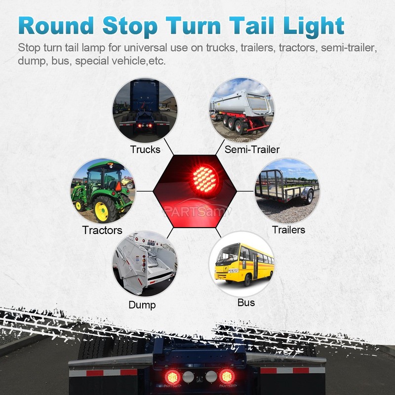 Partsam 4Pcs 4 Inch Round Led Trailer Tail Lights 24