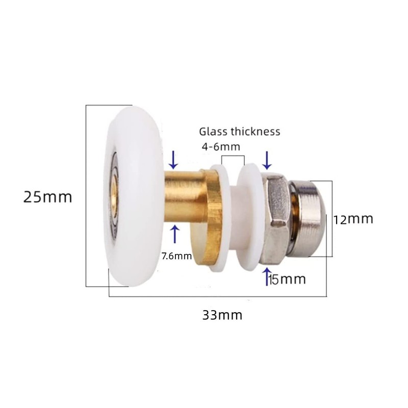 GDQLCNXB Shower Door Rollers, Roller Diameter 25mm,The Bathroom Glass Sliding