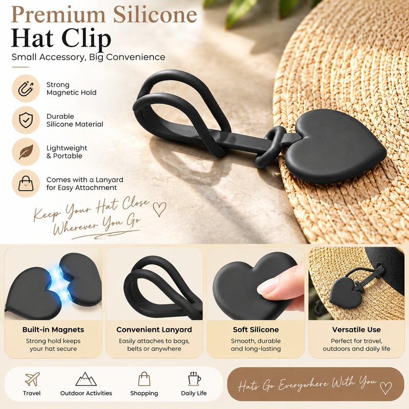 Securely Holds Hats in Place,Silicone Magnetic Hat Clip, Magnet Hat
